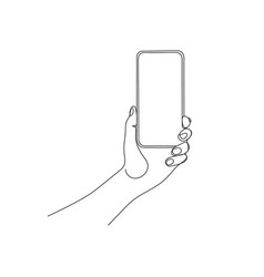 Hand Holding Phone Smartphone One Line Art