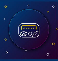 Line Pager Icon Isolated On Blue Background