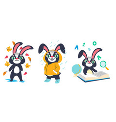 Rabbit Characters In Autumn Back To School Bunny