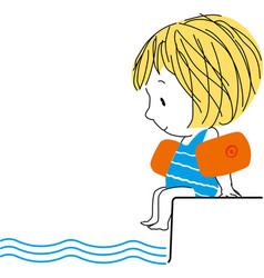 A Child In Bathing Suit Sits On The Edge