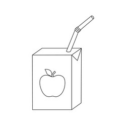 Apple Juice Box Line Icon Simple Outline