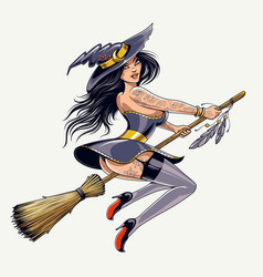 Art Of Sexy Witch On Broomstick