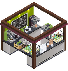 Coffee Kiosk Isometric Composition