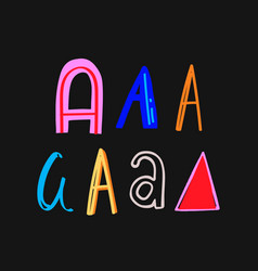 Hand Drawn Letter A Typography Colorful Set