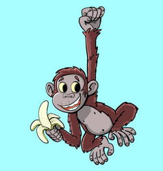 Monkey With A Banana Higher From A Branch