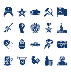 Soviet Union Silhouette Icon Set In Line Style