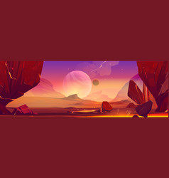 Space Landscape With Red Rocks