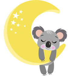 Cute Koala Hanging On Yellow Moon