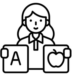 Female Teacher Holding Alphabet Flash Card Icon