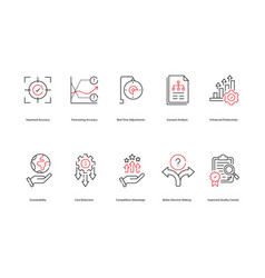 Benefits Of Ai Production And Planning Icon Set