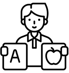 Male Teacher Holding Alphabet Flash Card Icon An