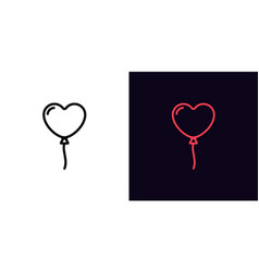 Outline Heart Balloon Icon With Editable Stroke