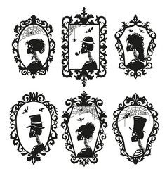 Skeleton Portrait Silhouette Vintage Antique Frame