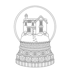 Snow Globe Coloring Page Outline Design Christmas