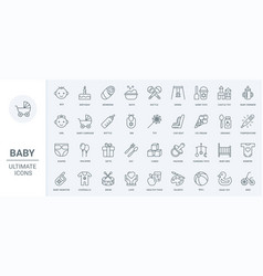 Baby Accessories And Toys Thin Black Line Icons