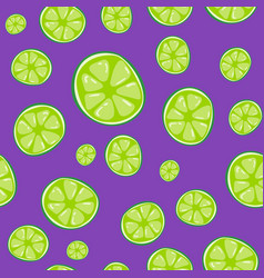 Green Lime Seamless Pattern On Purple Background