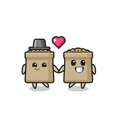 Wheat Sack Cartoon Character Couple With Fall