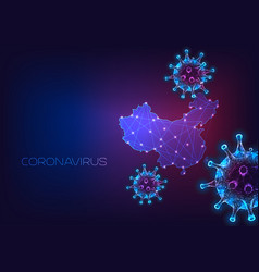 Coronavirus Cells Against Map Of China On Dark