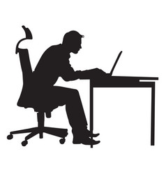 Man Sitting At Computer Desk Silhouette