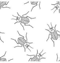 Seamless Pattern Of Monochrome Ground Beetles