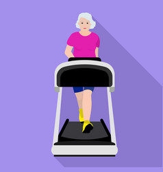 Senior Woman Treadmill Icon Flat Style