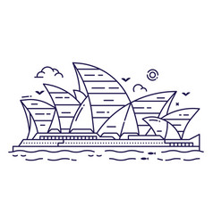 Sydney Opera House Building In Line Art