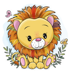 Cute Cartoon Lion With Butterflies