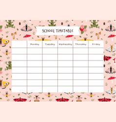 Cute School Timetable With Summer Vibe Moth