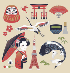 Elegant Japan Cultural Symbol Set