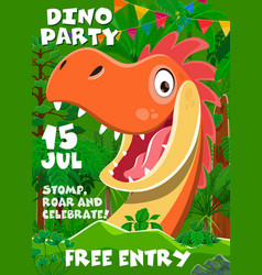 Kids Birthday Party Invitation With Funny Dino