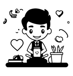 Businessman Working At The Coffee Shop Cartoon