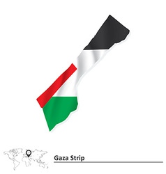 Map Of Gaza Strip With Flag