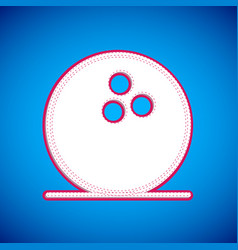 White Bowling Ball Icon Isolated On Blue