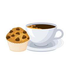 Chocolate Muffin And Cup Of Coffee Icon Set