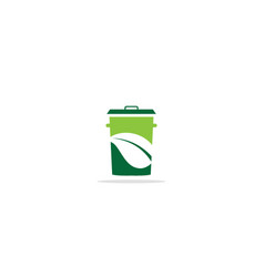 Trash Bin Eco Leaf Logo