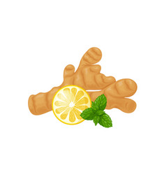 Ginger Image Of With Lemon And Leaves