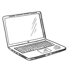 Laptop Sketch Open Computer With Blank Screen