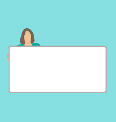 Woman Is Holding Blank Whiteboard From Behind