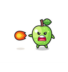 Cute Green Apple Mascot Is Shooting Fire Power