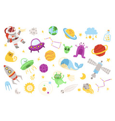 Space Cartoon Kids Clipart Set