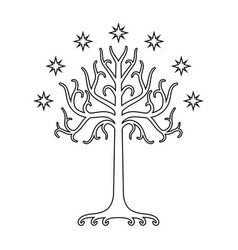 White Tree Gondor Isolated Black And Eps