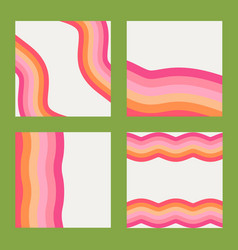 70s Cool Groovy Backgrounds Set In Pink Colors