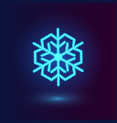 Neon Blue Snowflake Winter Icons On Dark