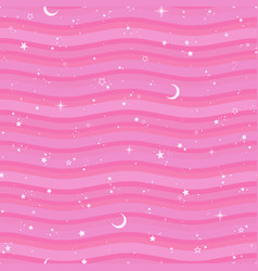 Gentle Pattern With Pink Waves And Starry Sky