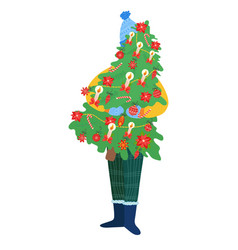 Happy Man Hugging Carrying Christmas Tree Holiday