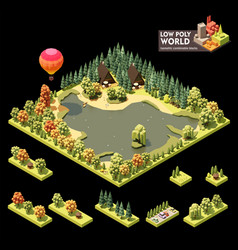 Isometric Town Map Elements Lake Resort