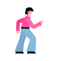 Man Wearing Retro Style 80s Costume Flat Cartoon