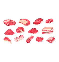 Set Fragments Of Pork Beef Meat Assortment