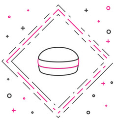 Line Macaron Cookie Icon Isolated On White