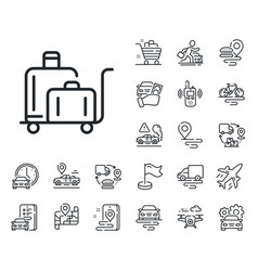 Luggage Trolley Line Icon Suitcase Bag Sign